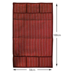 Heart Home Linning Printed Jute Fridge Top Cover with 6 Utility Side Pockets (Maroon)