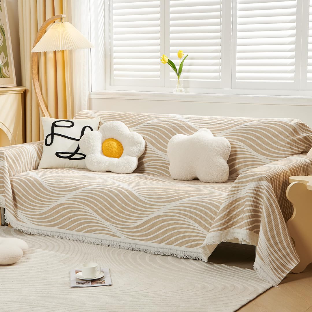 Kuber Industries Decorative Chenille Sofa Throw|Throw for Sofa, Bed & Couch|Ideal for Indoor & Outdoor 70x51 Inches (Coffee)