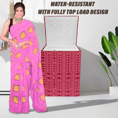 Heart Home Washing Machine Cover | Shelf Check Washing Machine Cover | Soft PVC | Top Load Fully-Automatic Washing Machine Cover | Maroon