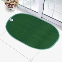 Heart Home Oval Shape Durable Microfiber Door Mat, Heavy Duty Doormat,(Set of 2, 14'' x 23'', Green & Brown)-HEART12119