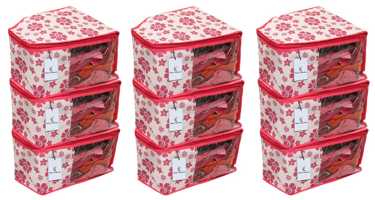 Kuber Industries 9 Piece Non Woven Blouse Cover Set, Pink