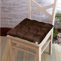 Heart Home Microfiber Square Chair Pad Seat Cushion for Car Pad, Office Chair, Indoor/Outdoor, Dining Living Room, Kitchen with Ties-Pack of 2, 18 * 18 Inch (Brown)