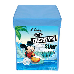 Heart Home Disney Mickey Surf Print Foldable Laundry Basket|Clothes Storage Basket With Handle & Lid,60 Ltr.Pack of 2 (Blue)
