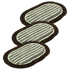 Heart Home Strips Design Soft Cotton Machine Washable Doormat, BathMat- Pack of 3 (Brown & Green)-50HH01914
