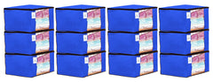 Kuber Industries 12 Piece Non Woven Fabric Saree Cover Set with Transparent Window, Extra Large, Royal Blue-CTKTC23742