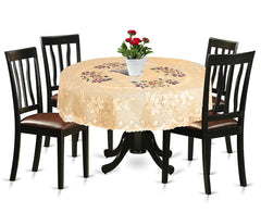 Heart Home Flower Printed Round Table Cover, 40"x40" (Cream)-44HH0121