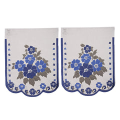 Kuber Industries Flower Design 6 Piece Cotton Sofa Cover Set - White & Blue, Standard Size (CTKTC03475)