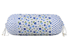 Kuber Industries Flower Printed Cotton Bolster Cover- Set of 4, 16"x32" (Blue & White)-44KM0149