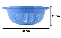Heart Home Baskets for Fruits and Vegetables, Multipurpose and Handy Storage Basket Unbreakable Round Plastic Basket (Blue)-HHEART15165