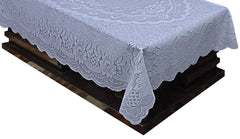 Kuber Industries Floral Design Cotton 4 Seater Center Table Cover 60"x40"(White)-CTKTC32941