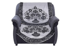 Kuber Industries Flower Pot Design Cotton 6 Pieces 5 Seater Sofa Cover (Grey and Brown)-CTKTC014427