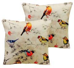 Kuber Industries Bird 3 Piece Jute Cushion Cover - 16"x16", Cream