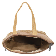Kuber Industries Polyester Embroidery Design Hand Bag For Women/Girls With Handle Pack of 2 (Cream) 54KM4029