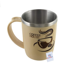 Heart Home Coffee House Unicorn Tea Coffee Time Unbreakable hot Insulated Double Wall Plastic Stainless Steel Tea, Coffee/Milk Mug with Sipper lid for Kids and Adults (Cream)-HEART11120