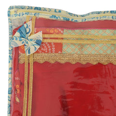 Kuber Industries Floral Print Non-Woven Single Saree cover For Store Saree, Lehenga, Suit With Transparent Top,Pack of 12 (Blue) 54KM4157