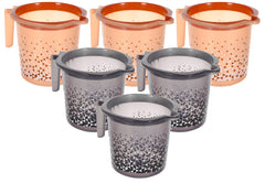 Heart Home Tinted Print Plastic Bathroom Mug 1.5 Litre- Pack of 6 (Beige & Black)-46HH0247