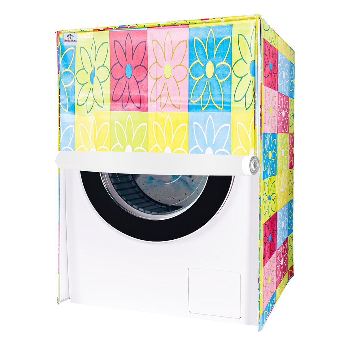 Heart Home Washing Machine Cover | Yellow & Check Print Washing Machine Cover | PVC | Front Load Washing Machine Cover | Multi
