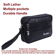 Heart Home Multiuses Soft Lether Messenger Bag/Toilerty Bag For Travel, Office, Business Pack of 2 (Black) 52HH4011