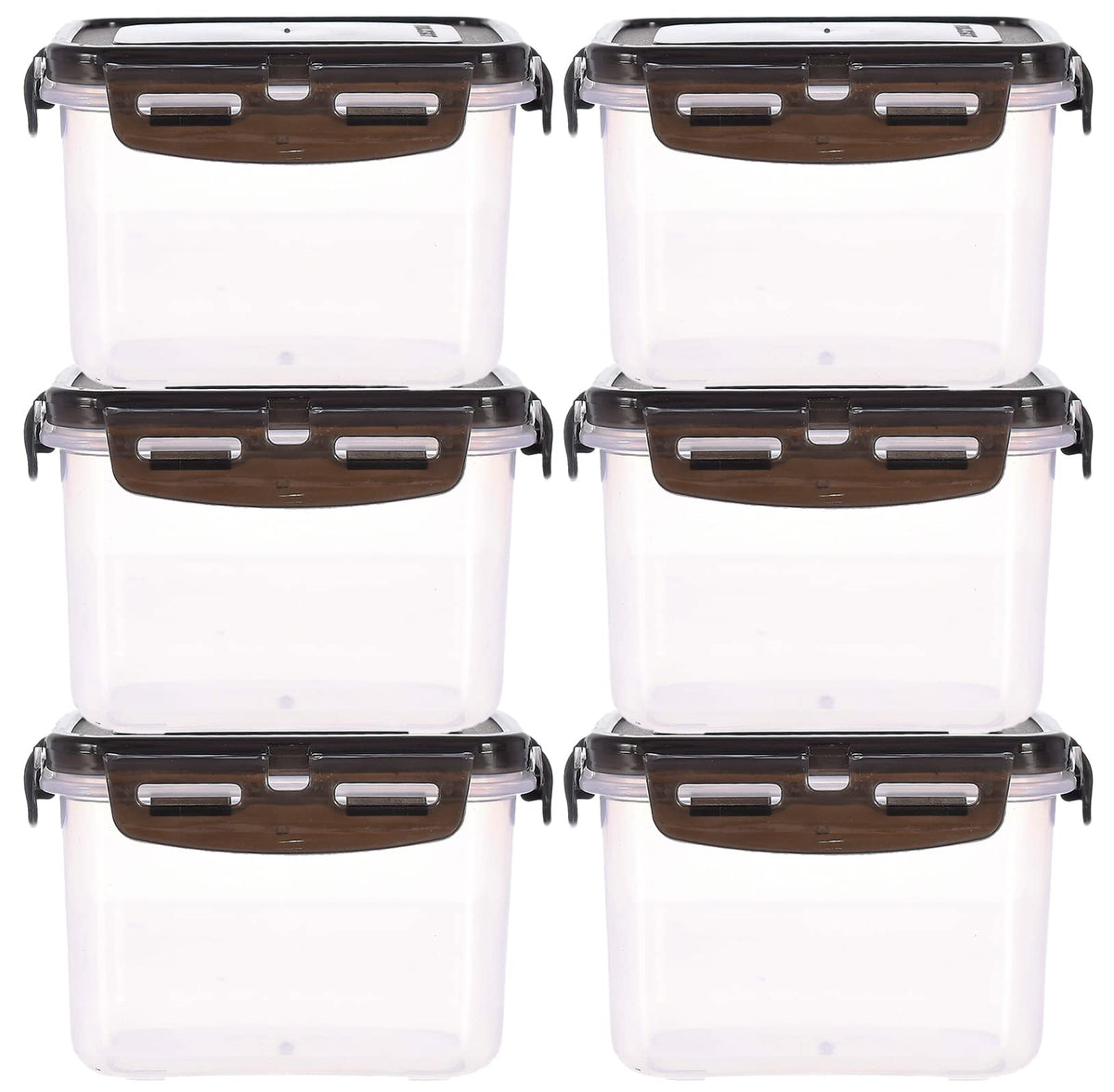 Heart Home Multiuses BPA Free Leak Proof, Dishwasher/Freezer Safe Plastic Storage Container With Airtight Lock Lid, 600ml Pack of 6 (Black)-46HH0530