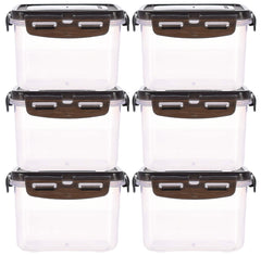 Heart Home Multiuses BPA Free Leak Proof, Dishwasher/Freezer Safe Plastic Storage Container With Airtight Lock Lid, 600ml Pack of 6 (Black)-46HH0530