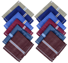 Heart Home Men's Handkerchiefs, 100% Pure Cotton, Pocket Square Hankies, Classic Plaid Pattern Perfect for Gift, Set of 12 (Dark Color)