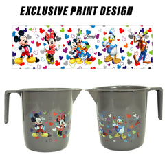 Heart Home Disney Team Bathroom Mug | Plastic Bath Mug for Bathroom | Mug for Bathroom | Mug for Toilet | Washroom Jug | 111 Bath Mug | 1 LTR | Pack of 4 | Gray