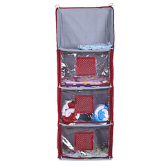 Kuber Industries Cotton Four Cabinet Hanging Baby Almirah (Maroon)-CTKTC13366