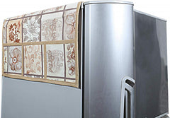 Kuber Industries Flower Design PVC Fridge/Refrigerator Top Cover (Cream)-CTKTC32709