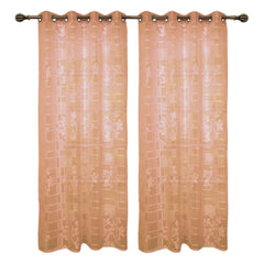 Kuber Industries Flower Print Home Decor Cotton Door Curtain with 8 Eyeletss, 7 Feet Pack of 2 (Brown)-50KM01057