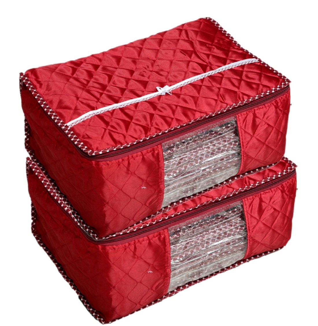 Kuber Industries 2 Piece Satin Wardrobe Organiser, Large, Maroon