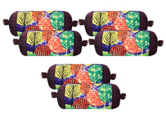 Kuber Industries Bolster Cover|Polyester Bolster Cover Set|Diwan Round Bolster Pillow Covers|Luxurious Mushroom Print Roll Masand Cover|Pack of 6 (Multi)