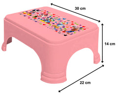 Kuber Industries Disney Team Mickey Print Square Plastic Bathroom Stool, (Set of 2, Pink & White) -HS_35_KUBMARTS17290