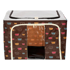 Kuber Industries Storage Box | Steel Frame Living Box | Storage Organizer For Clothes | Saree Cover for Woman | Teddy Print Cloth Organizer | 66 Liter | Brown
