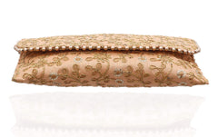 Kuber Industries Women's Handcrafted 2 Pieces Embroidered Clutch Bag Purse Handbag for Bridal, Casual, Party, Wedding (Green & Peach) - CTKTC34529