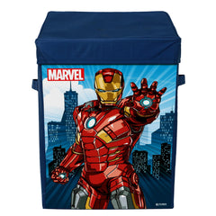 Heart Home Marvel Ironman Print Foldable Laundry Basket|Clothes Storage Basket With Handle & Lid,60 Ltr.(Navy Blue)