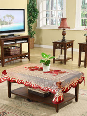 Heart Home Flower Printed Home Decorative Luxurious 4 Seater Cotton Center Table Cover/Table Cloth, 40"x60" (Pink & Brown)-44HH032