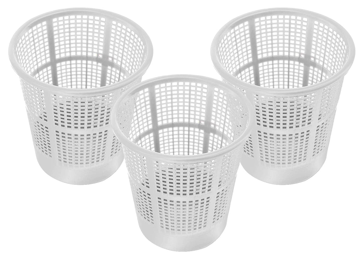 Heart Home Mesh Design Plastic Dustbin, Garbage Bin For Home, Kitchen, Office, 5Ltr.- Pack of 3 (White)-47HH0785