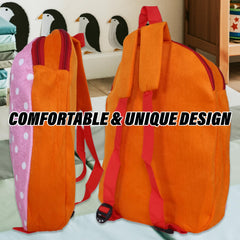 Kuber Industries Disney Minnie School Bag | Velvet Kids School Bags | Student Bookbag | School Bag for Girls & Boys | School Backpack for Kids | 2 Compartments | Orange