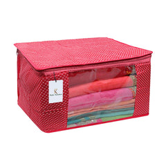 Kuber Industries Cotton 4 Pieces Three Layer Quilted Extra Large Saree Cover (Pink)-CTKTC13473,Standard