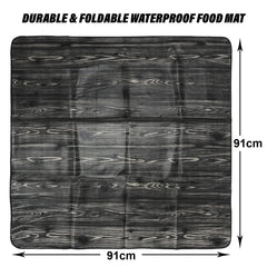 Heart Home Food Mat | Wooden Texture Bed Server | Laminated Bed Protector for Home | Bed Server for Bedsheet | 36 Inch | Black