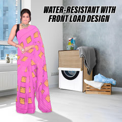 Heart Home Washing Machine Cover | Mini Check Print Washing Machine Cover | Soft PVC | Front Load Washing Machine Cover | Brown