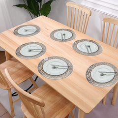 Heart Home Multiuses Arccircle Design PVC Table Placemat for Kitchen, Dining Table Set of 6 (Silver) 52HH4048