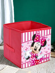Heart Home Non-Woven Minnie Print Flodable Storage Box/Wardrobe Organizer For Home Decor, Pack of 2 (Pink) 54HH4243.