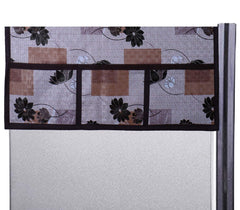 Kuber Industries Cake Design 3 Pieces PVC Fridge Mats,Flower Design 2 Piece Handle Cover and 1 Piece Fridge Top Cover (Brown) - CTKTC039847, Standard