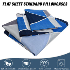 Heart Home Bedsheet | Cotton Double Bedsheet with 2 Pillow Covers | 144 TC Zig Zag Design Bedsheet for Bedroom | Bedsheet for Living Room | 90x100 Inch | Blue
