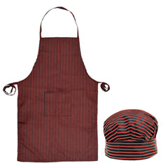Heart Home Linning Printed Oil Stain Resistant Cooking Kitchen Apron & Cap for Men Women, Set of 2 (Black & Maroon)-50HH01012