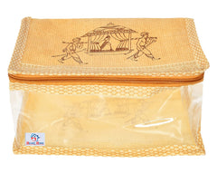 Heart Home Doli Printed Multiuses Non-Woven Makeup/Jewellery Organizer Bag, Travel Toiletry Pouch, Set of 6 (Gold) 54HH4286.