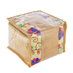 Heart Home Flower Design Laminated PVC Jewelry Organiser Jewelry Storage Bags for Necklace, Earrings, Rings, Bracelet With 10 Transparent Pouches- Pack of 2 (Gold)-HS43HEARTH25846