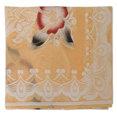 Heart Home Flower Printed Home Decorative Luxurious 4 Seater Cotton Center Table Cover/Table Cloth, 40"x60" (Cream)-44HH090