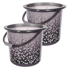 Kuber Industries Multiuses Tinted Print Plastic Bucket with Handle, 24 Litre Pack of 2 (Black)-46KM0345, Standard